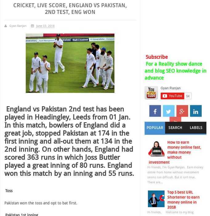 Cricket, Live Score, England vs Pakistan, 2nd test, Eng won
