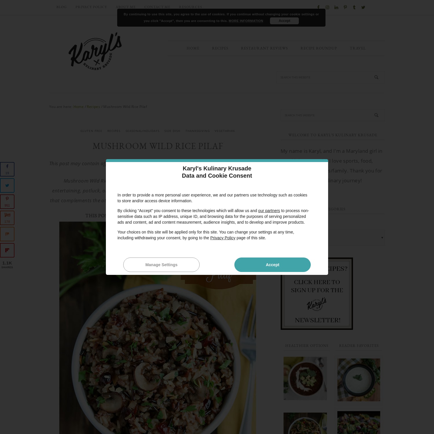 Mushroom Wild Rice Pilaf | Karyl's Kulinary Krusade