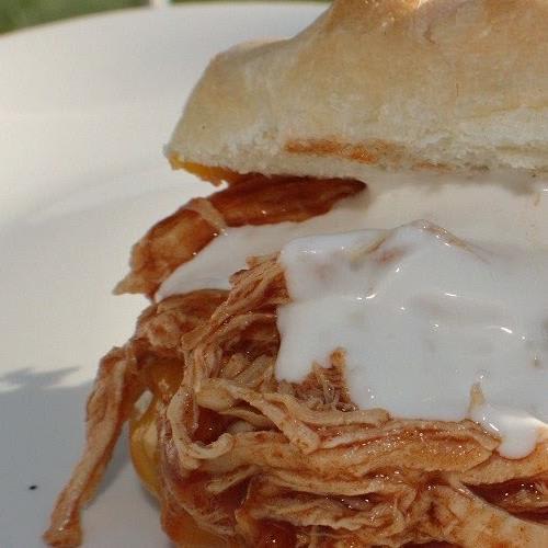 Slow Cooker Bourbon Pulled Chicken Sandwiches