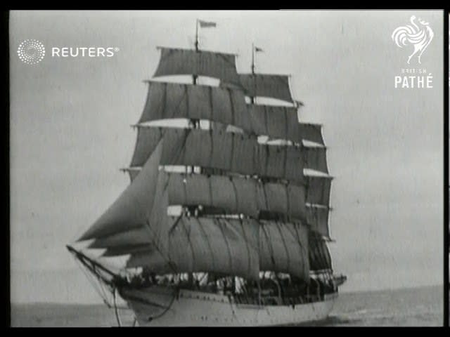 Danish ship Danmark' at sail in the English Channel (1946)