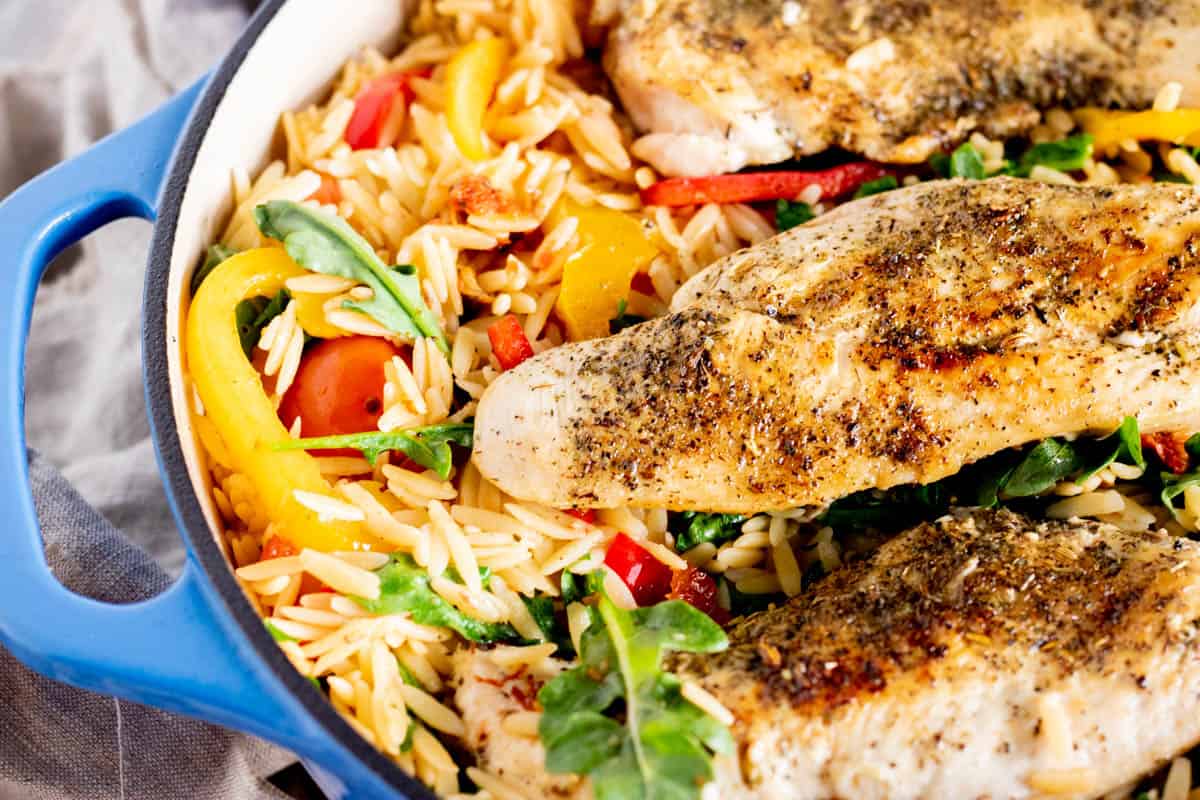 Tuscan Chicken Orzo - a great weeknight dinner!