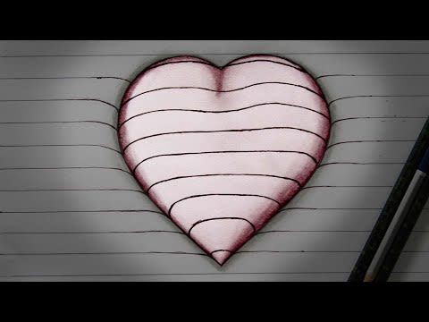 How to draw 3d heart art on art paper with pencil step by step video. Pencil sketch 3D 2020