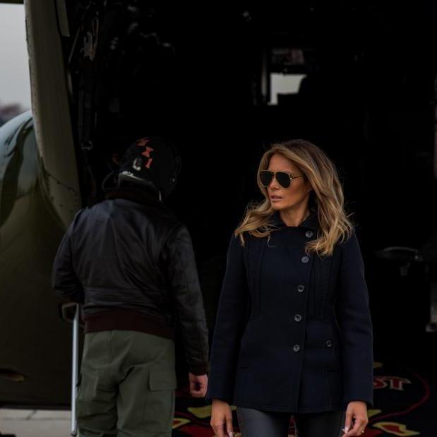 Melania Trump makes historic Osprey flight to visit US military