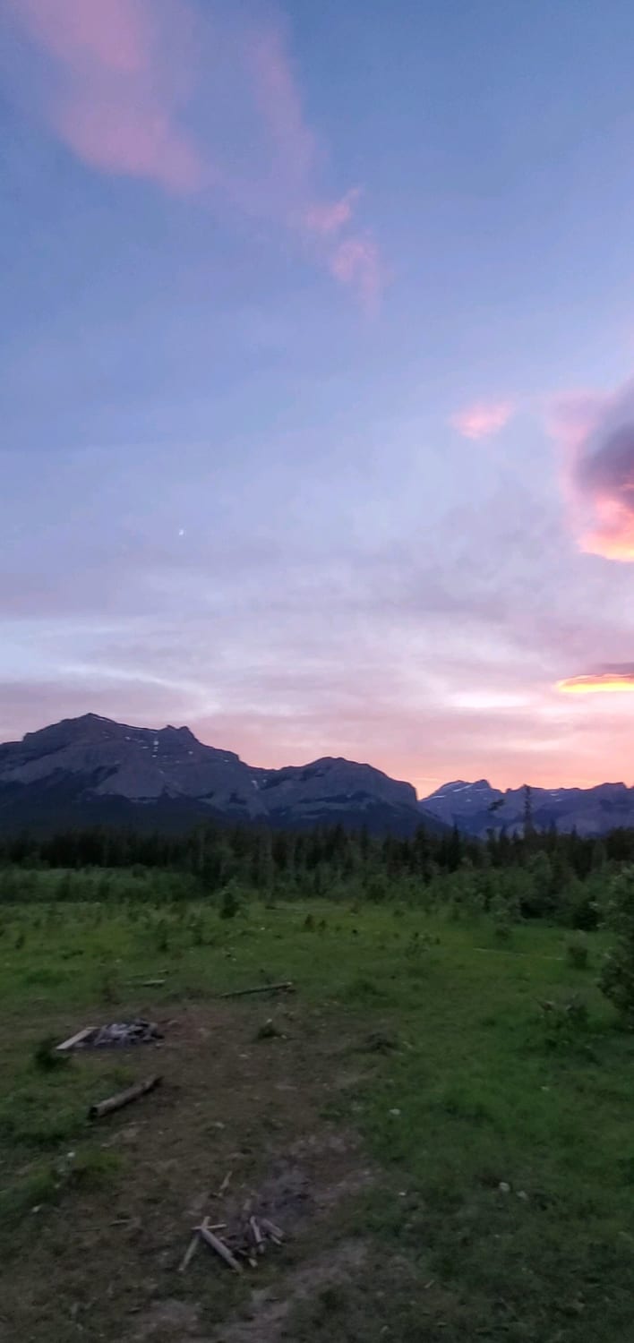 Sunset in the Ghost River Wilderness Area, Alberta, Canada. Went out in mya few summers ago with my doggo!