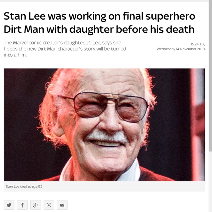 Stan Lee was working on final superhero Dirt Man with daughter before his death