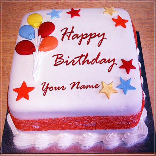 Balloons Happy Birthday Cake With Name
