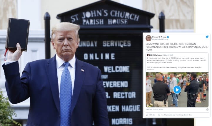 Trump has literally saved Christianity but Democrats need to close all Churches