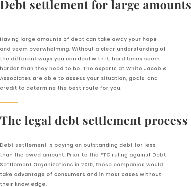 Debt Settlement Service - White Jacobs and Associates