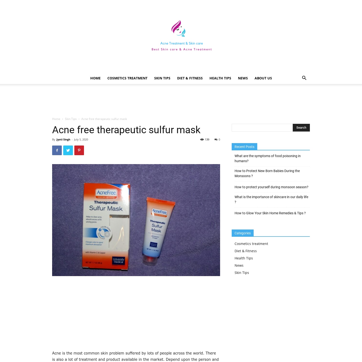 Acne free therapeutic sulfur mask - Skin Care & Acne Treatment