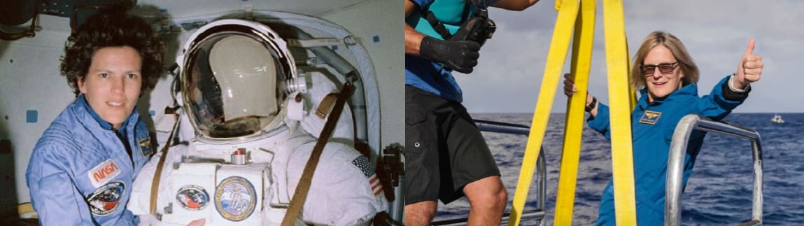 Dr. Kathryn D. Sullivan, an American geologist and former NASA astronaut, was the first woman to space walk, and is the only person in history to have visited both space and the deepest place on Earth, the Challenger Deep in the Mariana Trench.