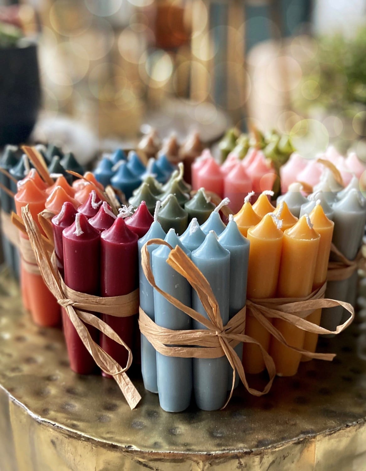 Set of Ten Colourful Mini Dinner Candles - Teal / No