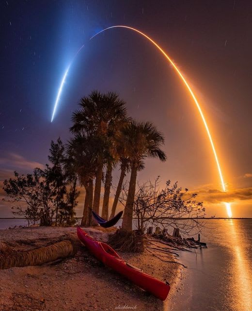 SpaceX launch as seen from the Indian River, Florida.