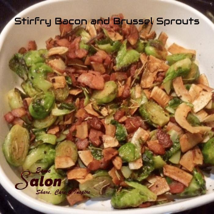 Stirfry Bacon and Brussel Sprouts ~ Esme Salon