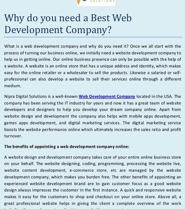 Why do you need a best web development company