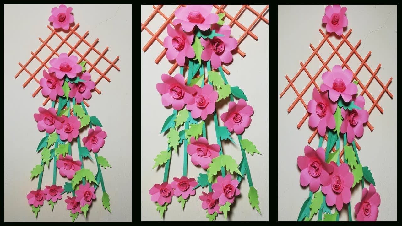 Paper Rose Flower Wall Hanging! Handicraft Home Decor DIY Project