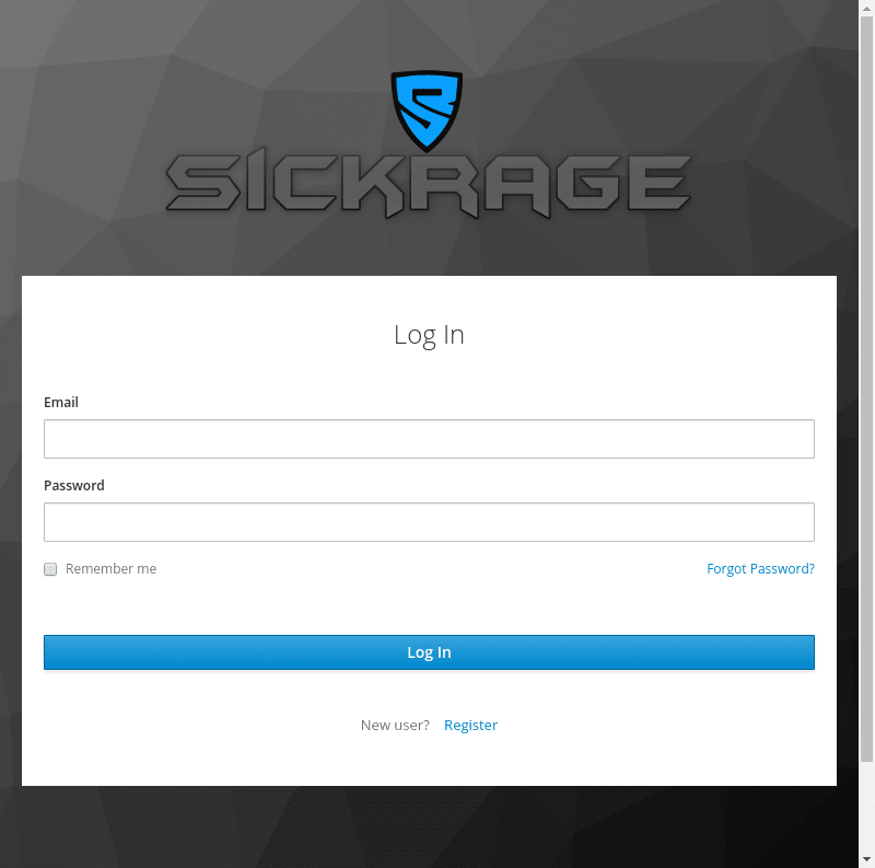 Log in to SiCKRAGE