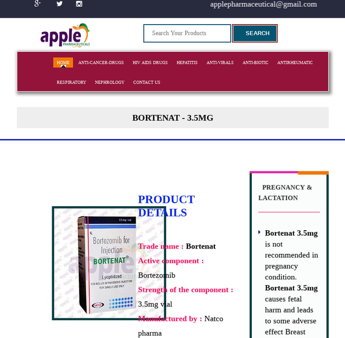 BORTENAT 3.5MG INJECTION ( NATCO ) - Buy BORTENAT 3.5MG INJECTION Online at best Price in India-apple pharmaceuticals