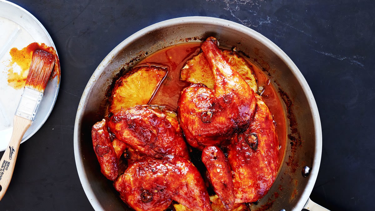 Pan-Roasted Chicken with Pineapple-Chile Glaze Recipe