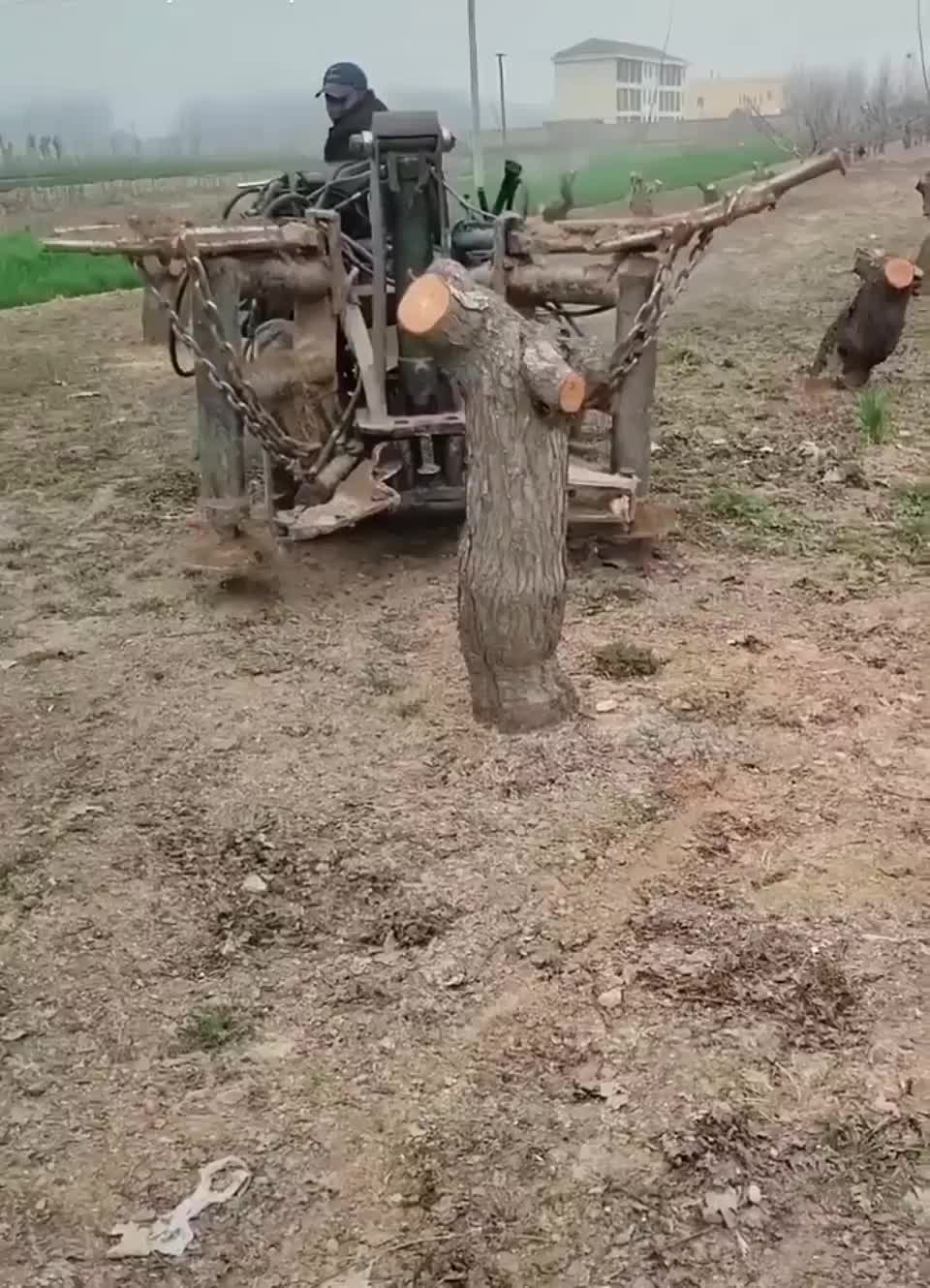 Powerful tree stump removing machine