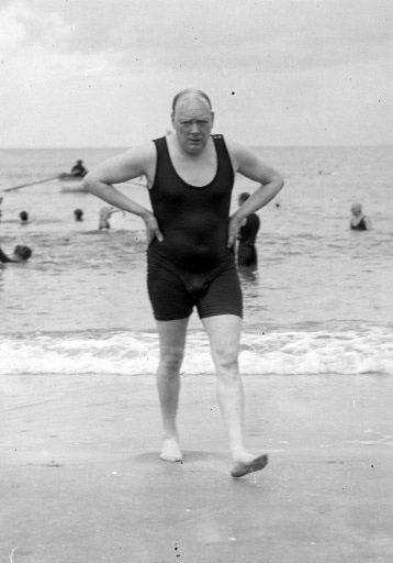 Winston Churchill out for a swim, 1922.