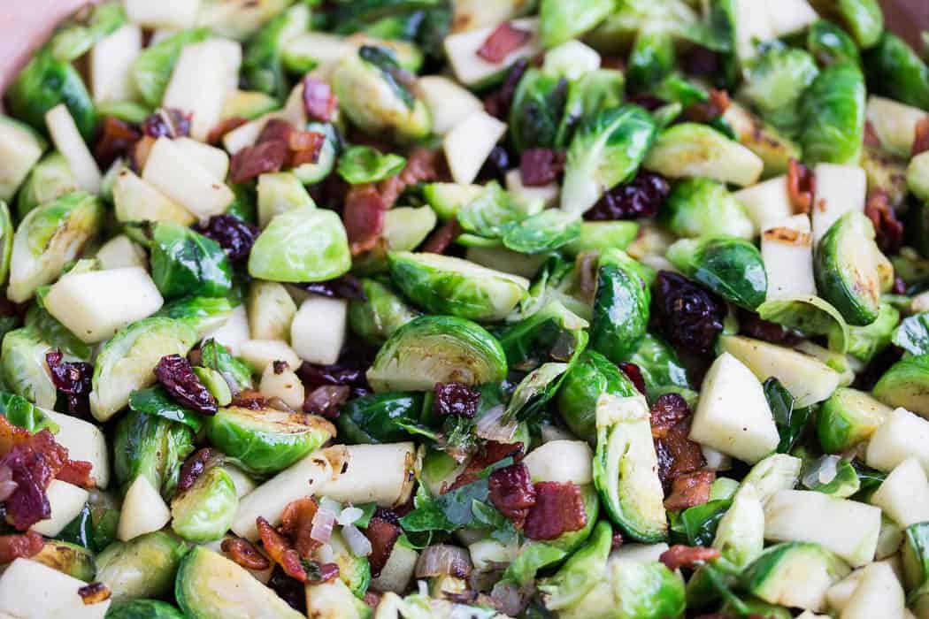Bacon Cranberry Brussels Sprouts with Apples