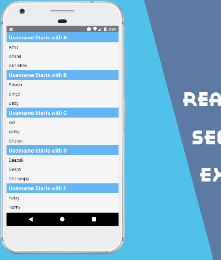 React Native Simple SectionList Component Example Android