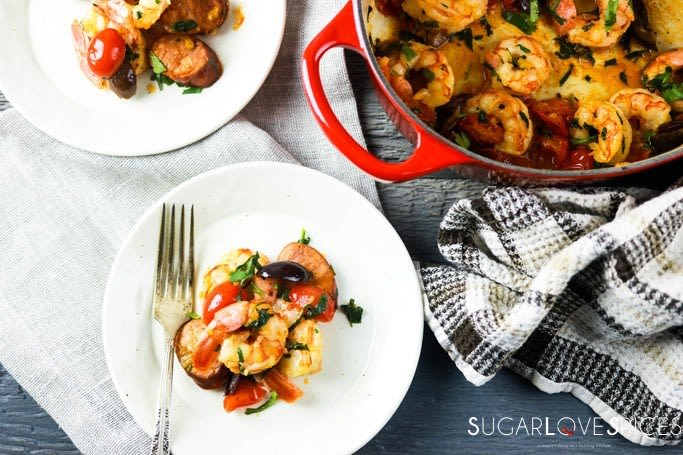 Home Style Portuguese Shrimp and Chorizo