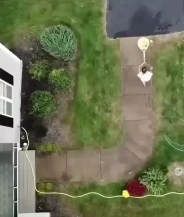 Aerial view of power washing