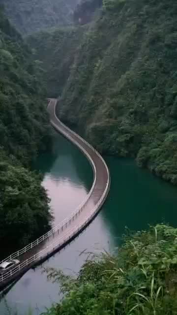 Floating road through the mountains.