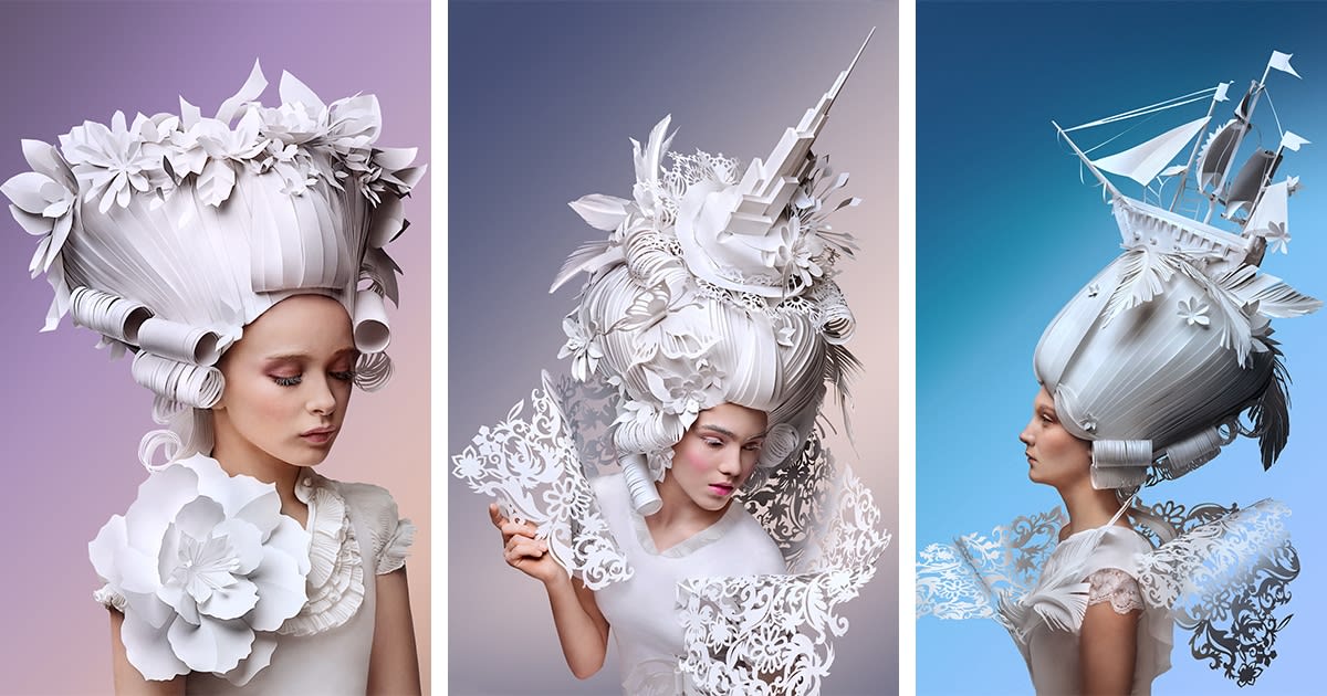 Artists Create Elaborate Baroque-Inspired Wigs Made Entirely of Paper