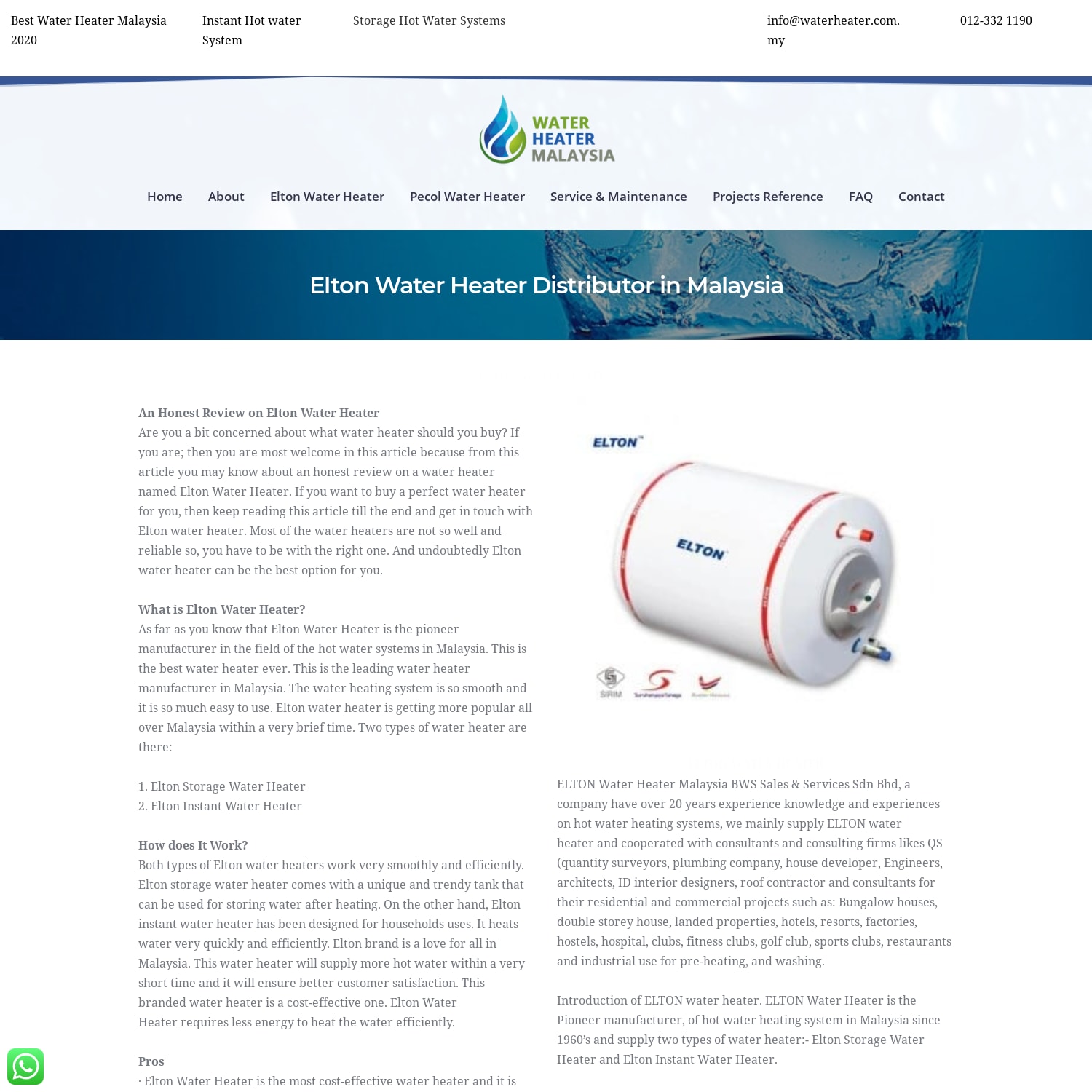 Elton Water Heater Repair & Sales - Storage Water Heater Malaysia