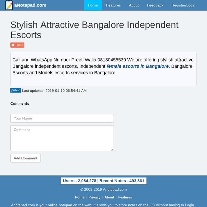 Online Notepad - Stylish Attractive Bangalore Independent Escorts
