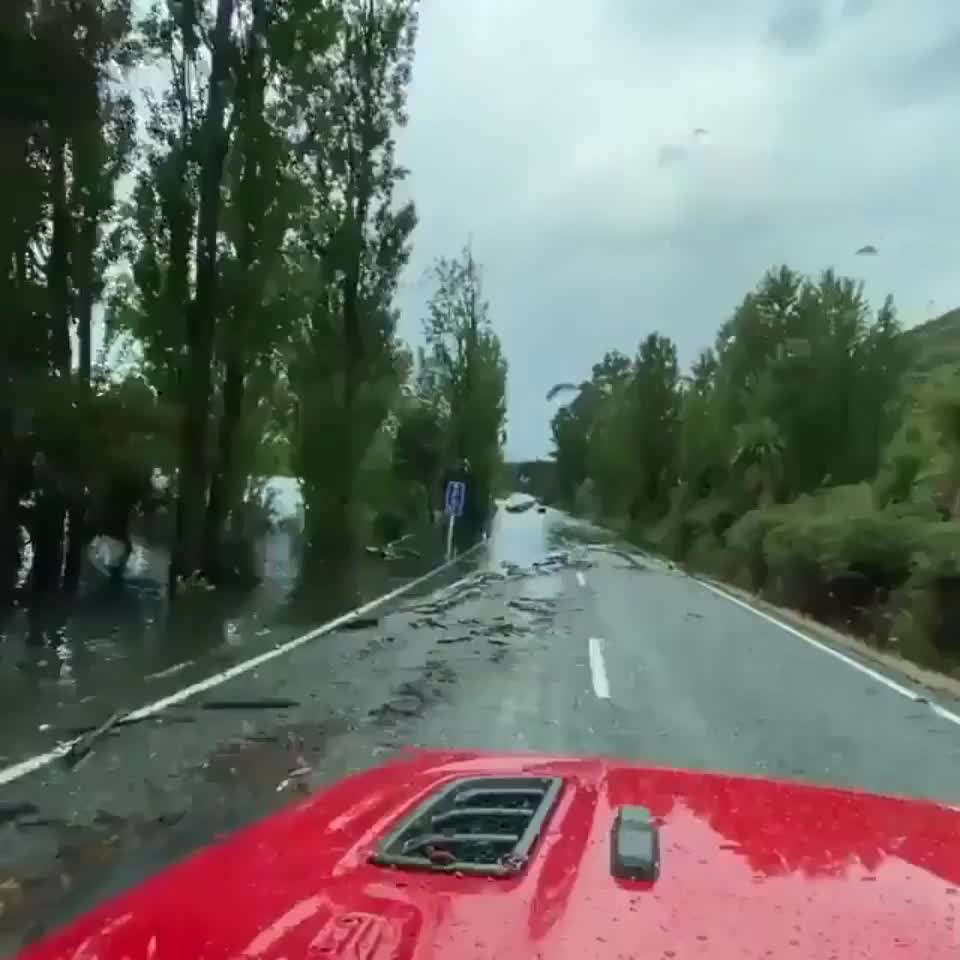 Seeing a boat on the road.