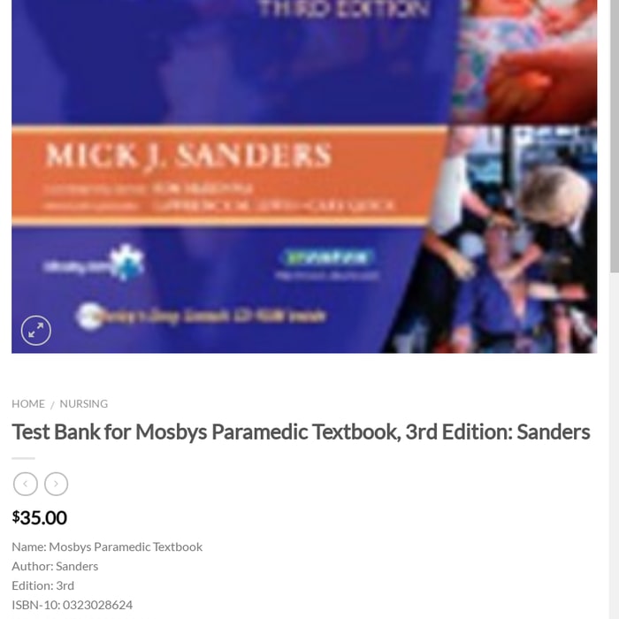 Test Bank for Mosbys Paramedic Textbook, 3rd Edition: Sanders