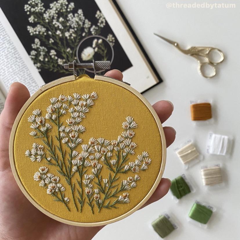 Slowly embroidering my way through a book full of botanical illustrations! This is my latest project - heath aster.