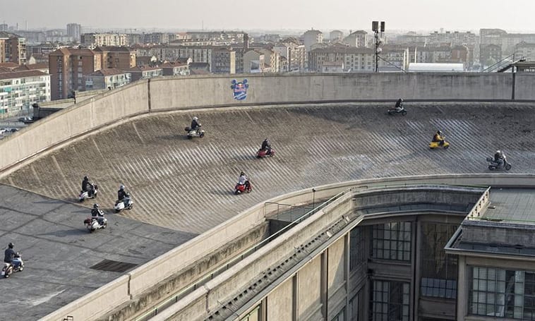 A rooftop racetrack on Fiat’s Lingotto factory in Turin, Italy