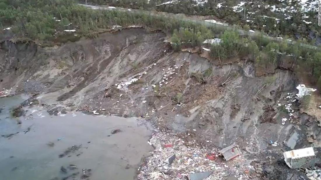 Houses swept away in powerful landslide in Norway
