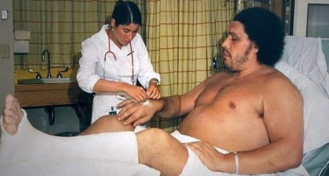 The size difference between Andre The Giant and this nurse is insane!