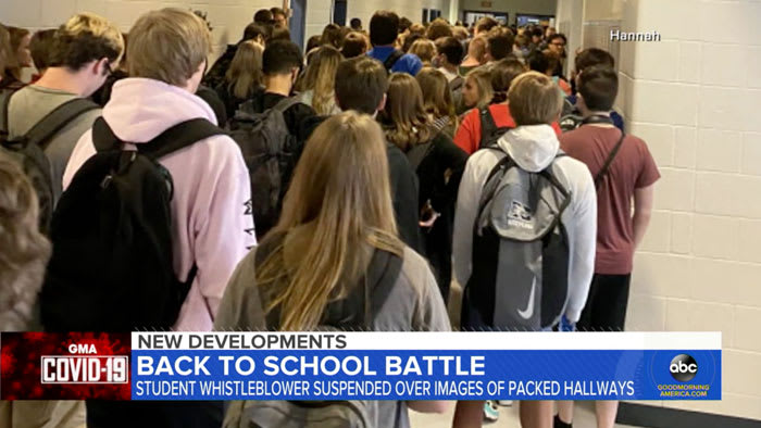 Georgia school principal suspended the student who posted video of crowded hallway of maskless students