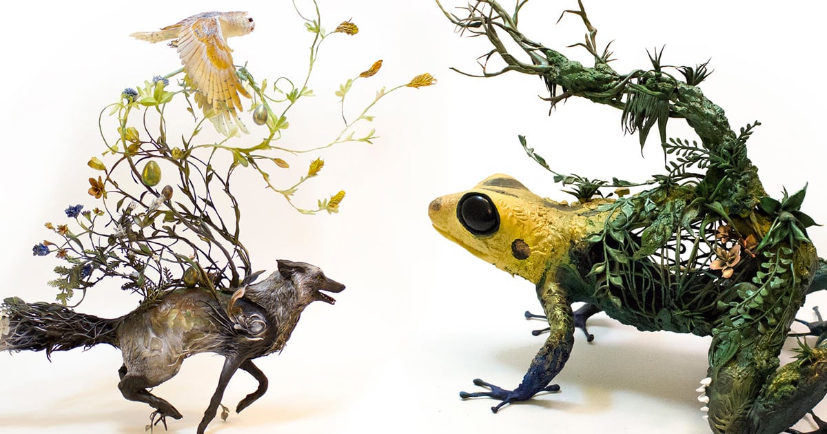 Surrealist Sculptures by Ellen Jewett Effortlessly Combine Animals With Their Fantastical Surroundings