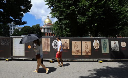 New installation erected on Shaw Memorial fencing during renovations
