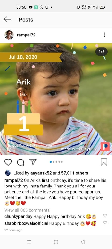 Instagram. Both of them has posted the photos of Arik's