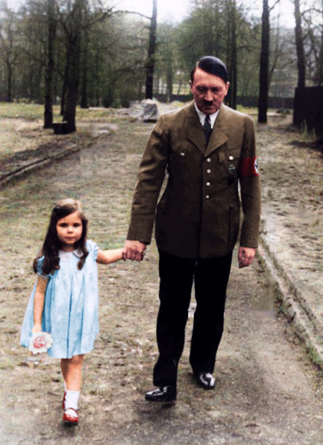 Helga Goebbels, four years old, with Adolf Hitler (1936) [Colorized]