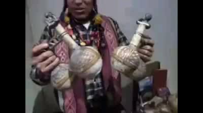 Peruvian Shamanic Whistling Vessels. One can also just blow into the vessel, but when water is added in one of the chambers and the vessel is rocked back and forth the shifting air creates an interesting sound pattern. Depending on the construction, different animal sounds can be imitated.