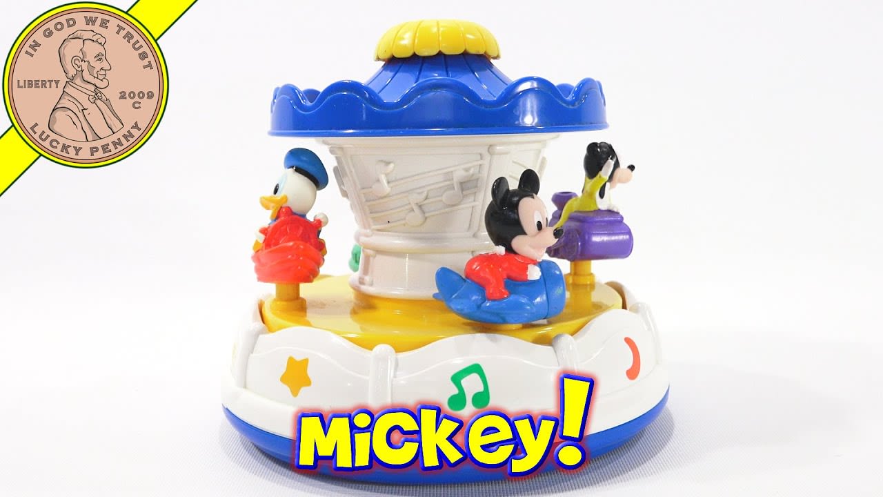 Disney Carousel With Ceiling Light Show, Baby Mickey Mouse, Minnie Mouse, Goofy, Donald Duck