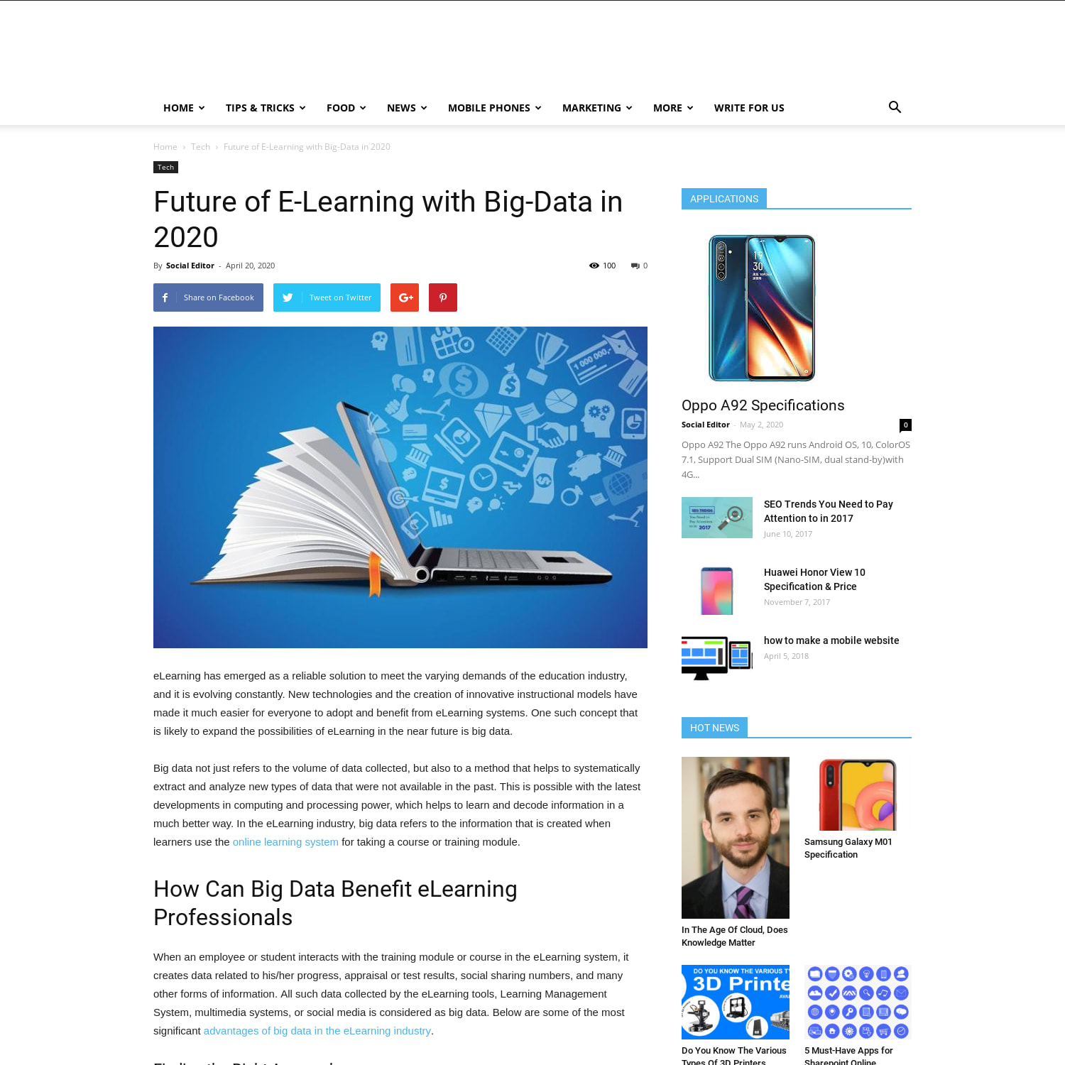 Future of E-Learning with Big-Data in 2020