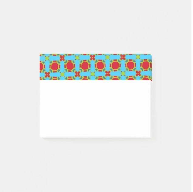 Red Centered Octagon Pattern Post-it Notes
