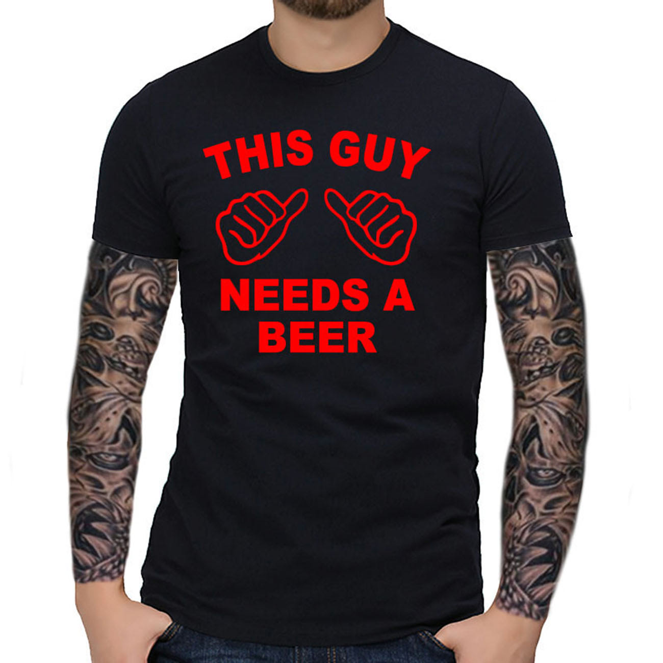 Funny T shirt THIS GUY NEEDS A BEER - Centarsko Market