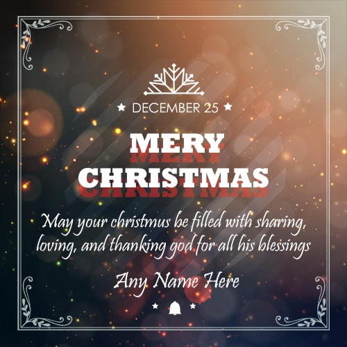 Merry Christmas Message Greetings Card With Name