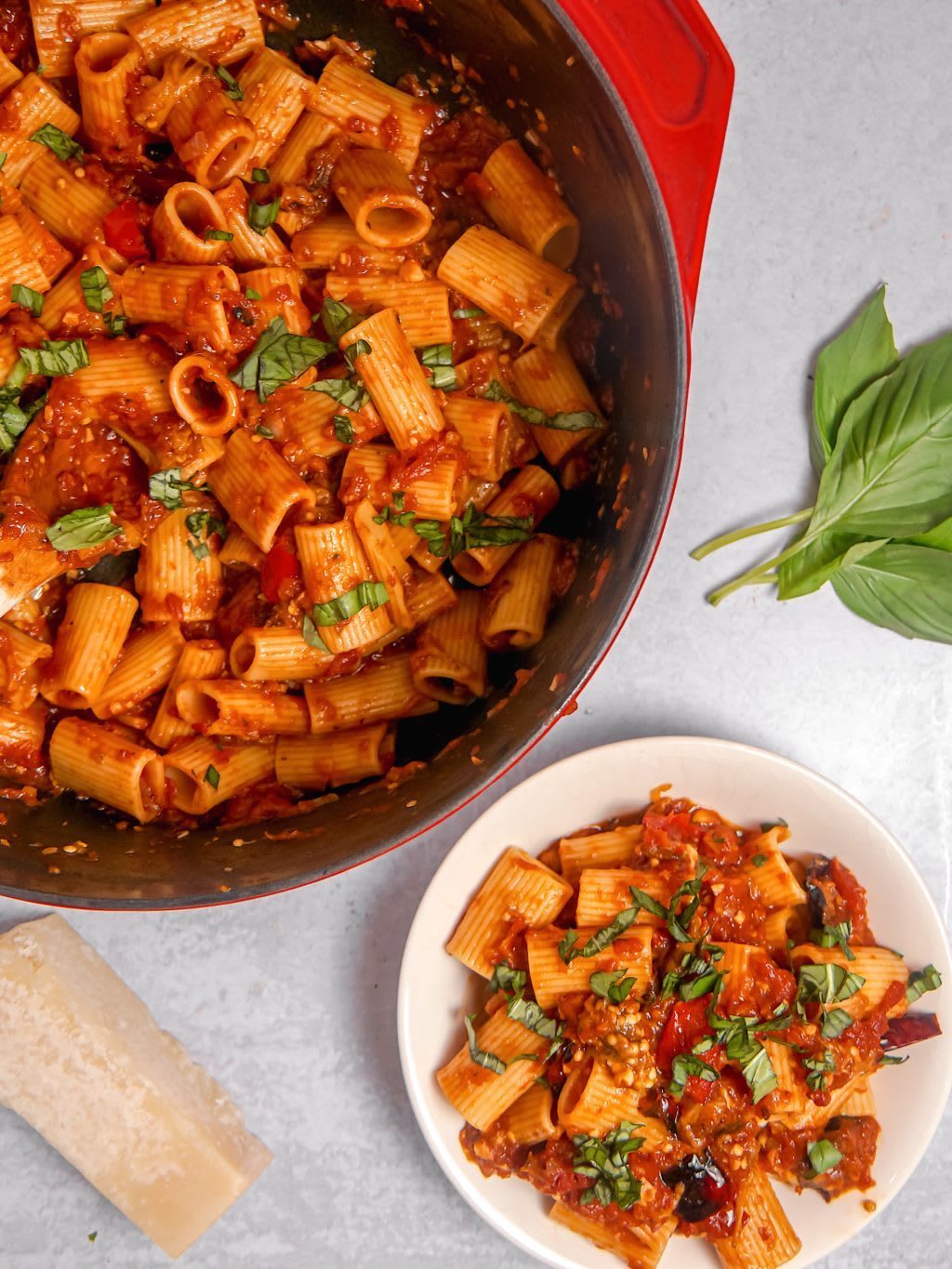 Roasted Eggplant and Bell Pepper Pasta
